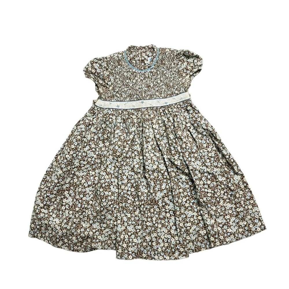 Lulu & Me Smocked Brown Floral Dress